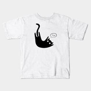 Black Cat Says yes Kids T-Shirt